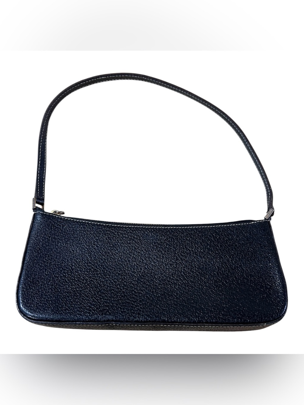 Kate Spade New York 1990s Black Pebbled Leather Small Shoulder Bag Vintage
